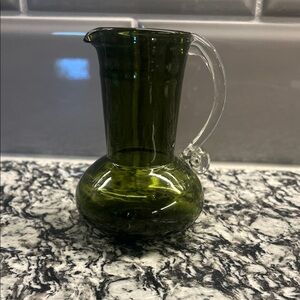 Vintage Hunter Green Miniature Glass Pitcher
